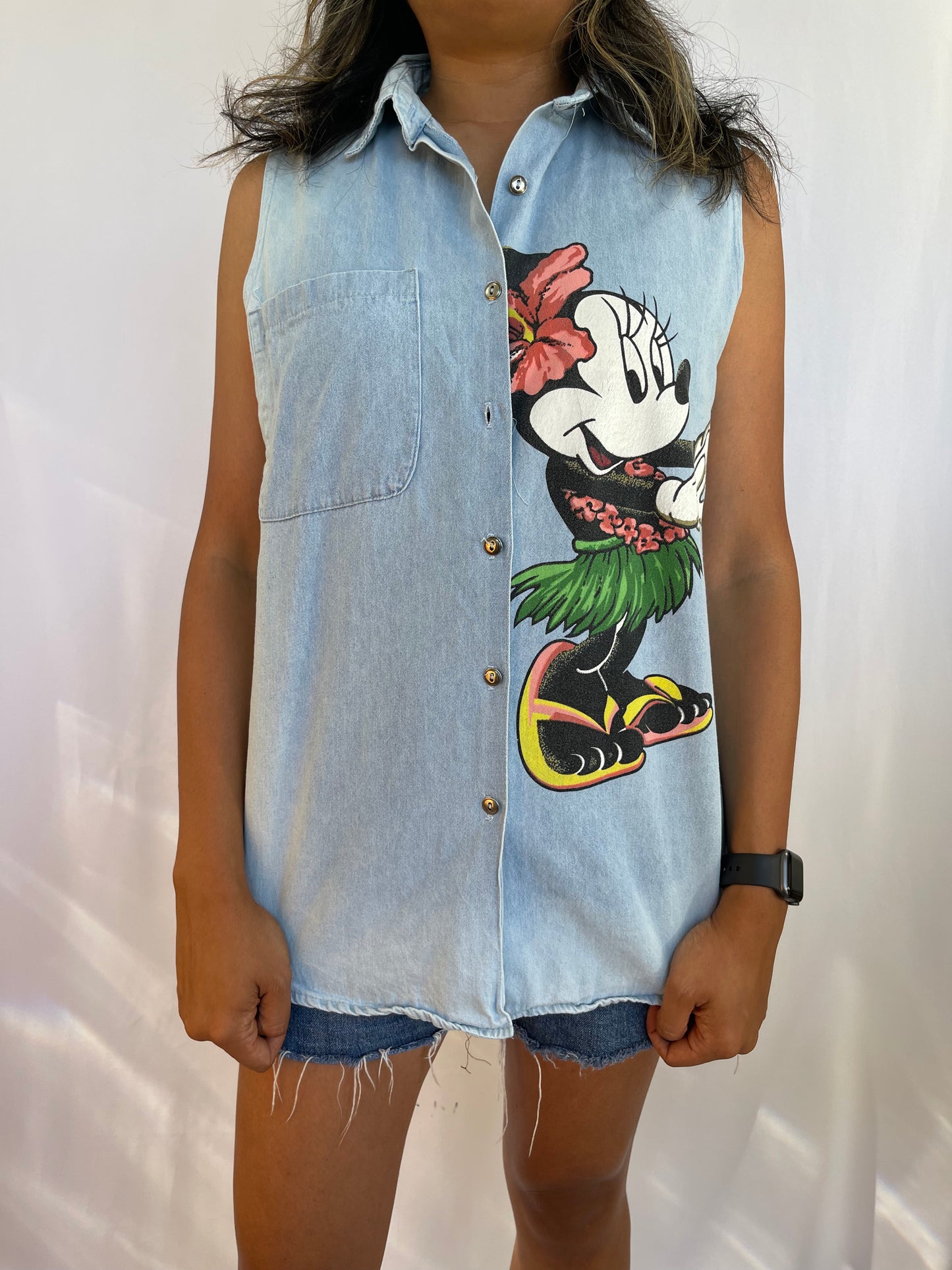 Vintage Minnie Sleeveless Denim Shirt